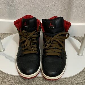 Nike Black and Red High-Top Sneakers